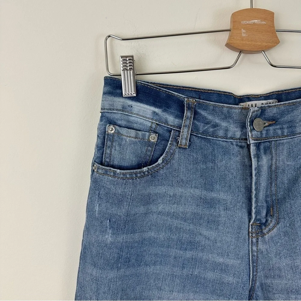 Blank Paige Distressed Blue Jeans Straight Slim Leg Size Medium Women's